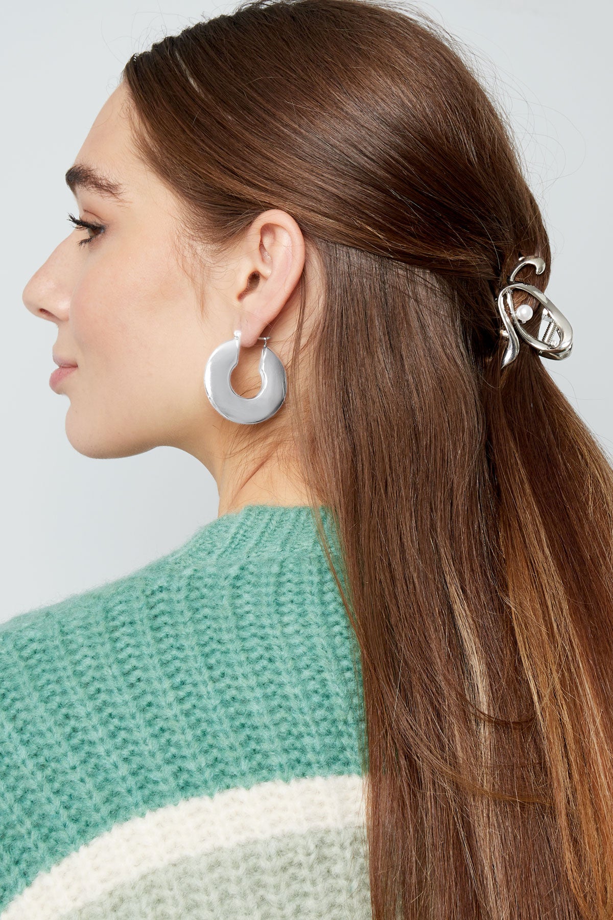 Fermaglio Intrecciato Perla in metallo